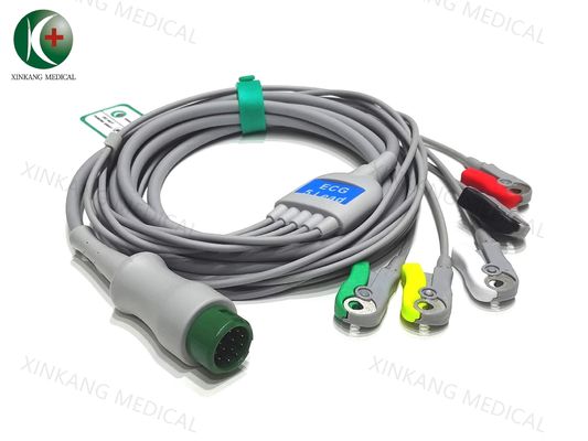 Compatible Edan 12pin one-piece ECG cable 5leads Clip IEC