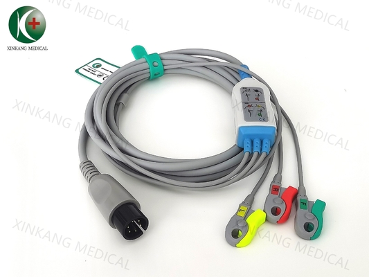 Cable ECG y cables de derivación con conector de acero inoxidable para monitor de paciente, longitud de 1,5 m