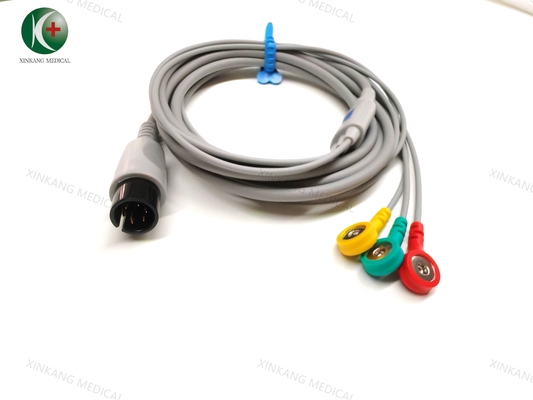 Cable ECG y cables de derivación con conector de acero inoxidable para monitor de paciente, longitud de 1,5 m