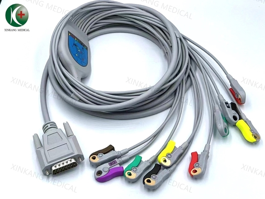 Cable de ECG dividido médico de cobre estañado, 12 derivaciones, 1 metro de longitud
