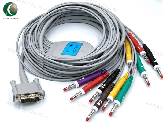 Cable de ECG dividido médico de cobre estañado, 12 derivaciones, 1 metro de longitud