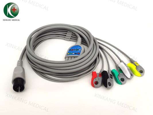 Compatible Mindray 6pin one-piece ecg cable 5leads Clip IEC