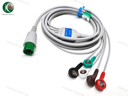 Compatible Rainbow ECG cable 5leads Snap AHA