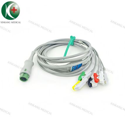 Compatible Mindray T5 12 Pin  ECG Cable 5 Leads Clip Type IEC