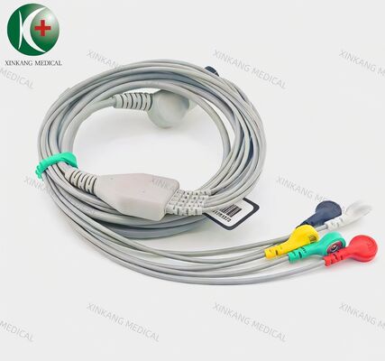 Compatible AAMI 6 Pin  ECG Cable 5 Leads Snap Type IEC