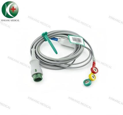 Compatible Mindray 12 Pin  ECG Cable 3 Leads Snap Type IEC