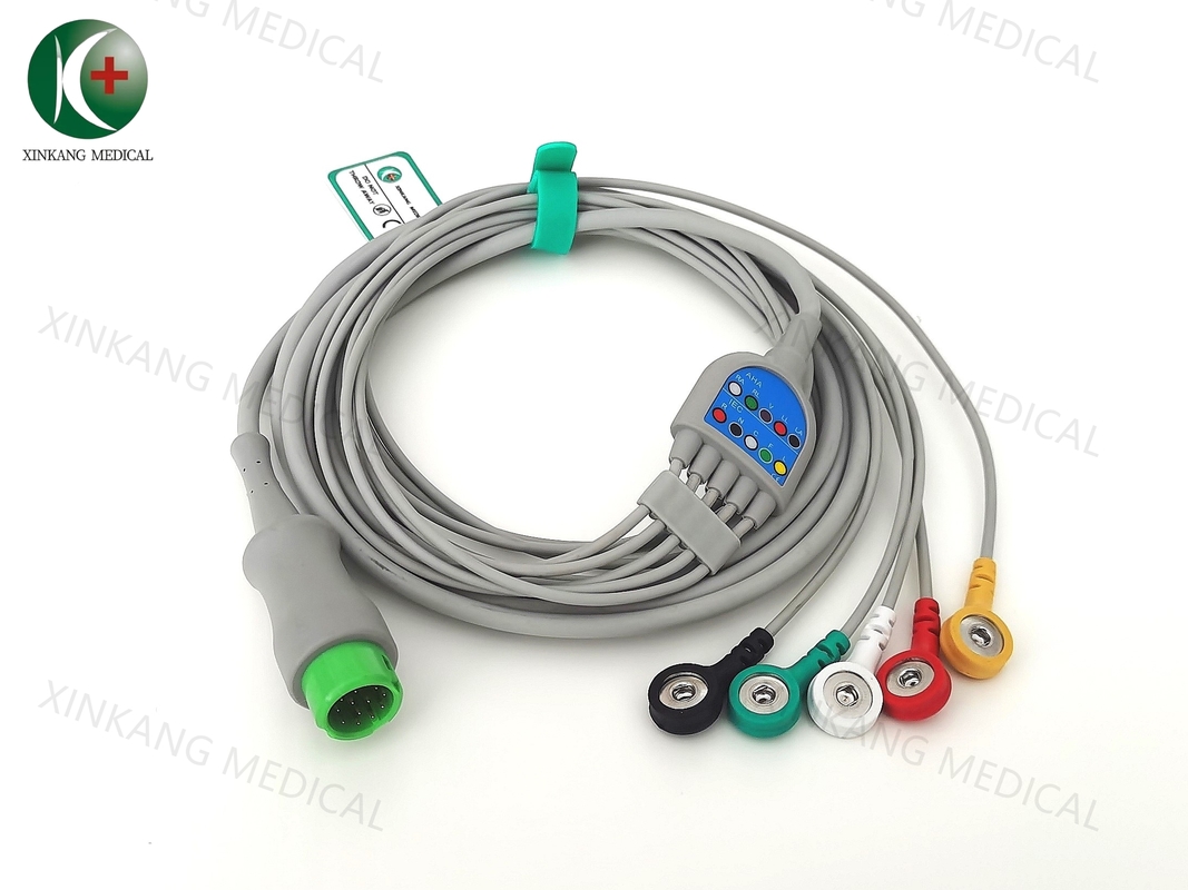 Cable ECG y cables de derivación con conector de acero inoxidable para monitor de paciente, longitud de 1,5 m