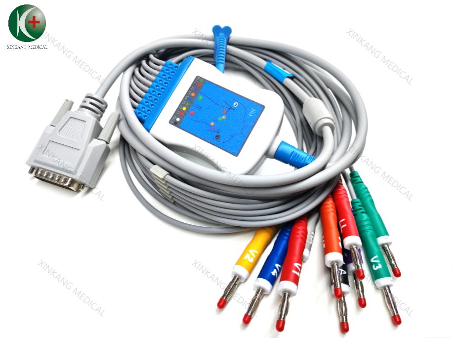 Compatible NihonKohden DB15 pin EKG Cable 10 Leads Banana Type AHA