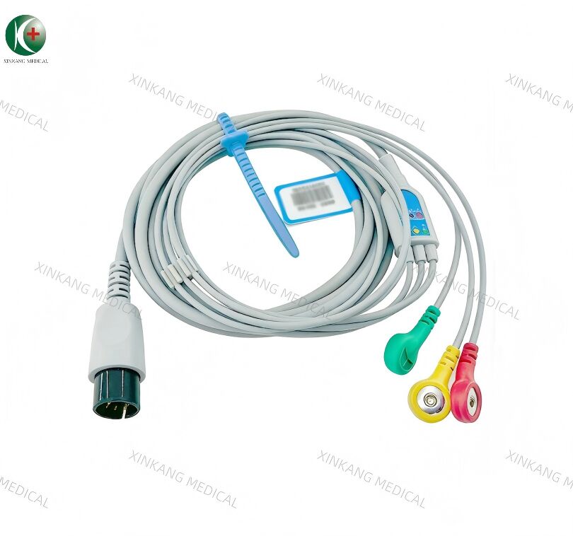 Compatible Edan 6 Pin  ECG Cable 5 Leads Snap Type IEC