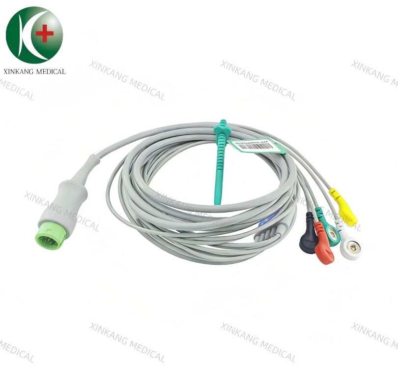 Compatible Edan X12 12 Pin  ECG Cable 5 Leads Snap Type IEC
