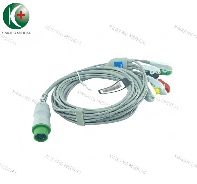 Compatible Biolight A、Q Series 12 Pin  ECG Cable 5 Leads Clip Type IEC