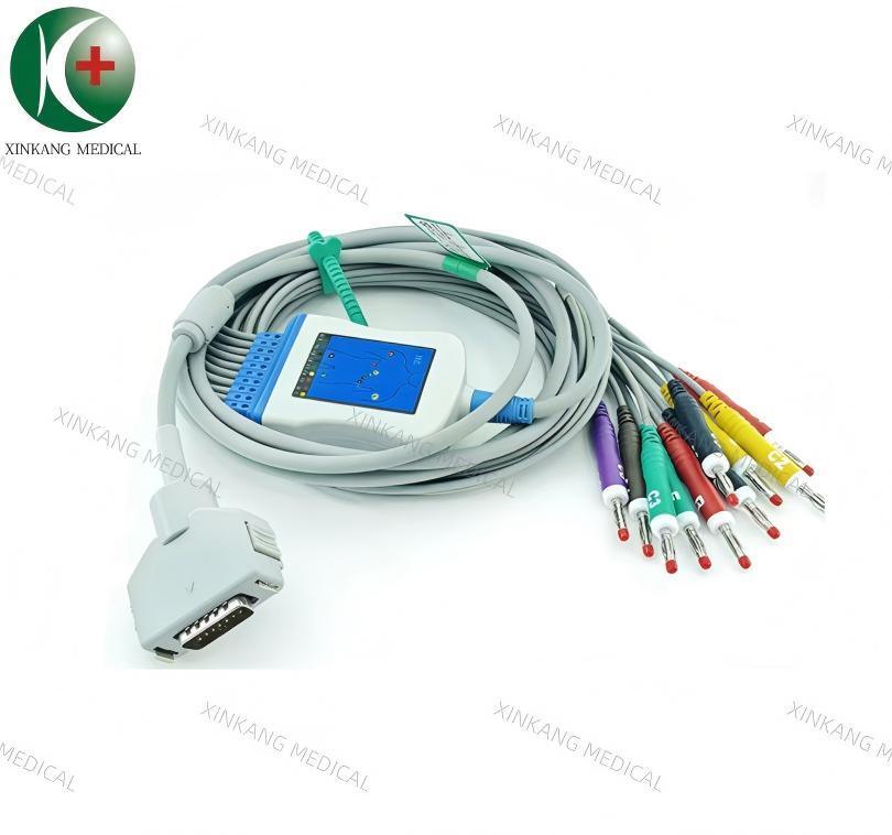 Compatible FUKUDA DB15 EKG Cable 10 Leads Banana Type IEC