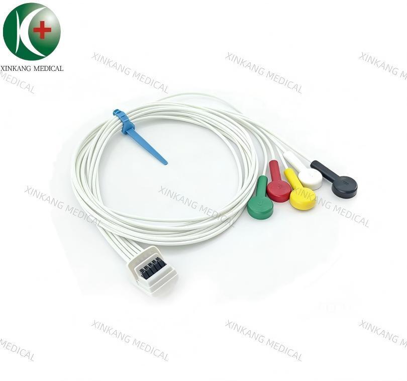 Compatible Mortara H3 5 ECG Lead Wires  Holter Cable IEC AHA Snap Type